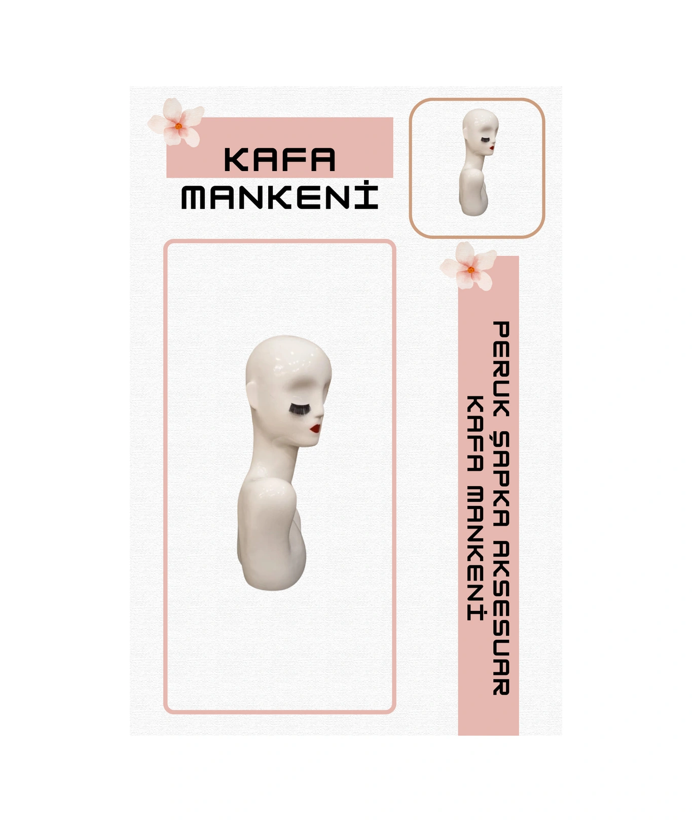 Polyester Kafa Mankeni Şapka Peruk Aksesuar Sergileme Mağaza Vitrin Mankeni 02