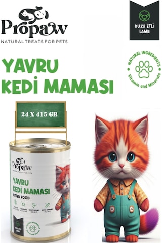 Propaw Kuzu Parça Etli Jöleli Premium Tahılsız Yavru Kedi Maması 24 x 415 G