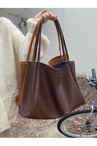 Teltree 2023 Yeni Model Meilade Kadın Çanta - Büyük Kapasite, Yumuşak Deri, Magnetik Kapatma Ve İç Çantalı Siyah Tote Çanta