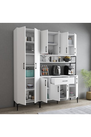 Tanmob Mdl0601 Alt Üst Çift Kapılı Çok Amaçlı Dolap 8 Kapaklı Çek