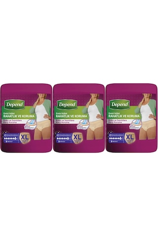 Depend Emici Külot Kadın Hasta Bezi Extra Büyük XL 3 x 9'lu