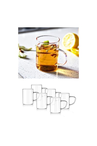 Kapris Isıya Dayanıklı Borosilikat Cam Kupa Bardak 6'lı 200 ML