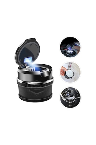 Üniversal Porselen Yanmaz Koku Geçirmez Işıklı Lüx Oto Küllük Dumansız Kapaklı Spor Araç İçi Küllük Araba Küllüğü Gümüş 00 Şüscaroto Aksesuar