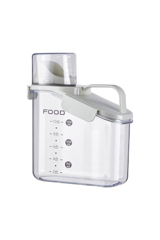 Ezere Nem Geçirmez Pratik Ölçü Kaplı Baharat Ve Tahıl Kavanozu 1600ml Beyaz