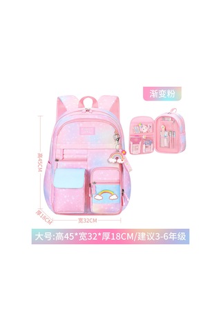 Yifomall Küçük Kızlar İçin Renkli Gradient Çanta - Dış Etkinlikler İçin Hafif, Çok Fonksiyonlu Sırt Çantası Büyük Boy Pembe Çok Renkli