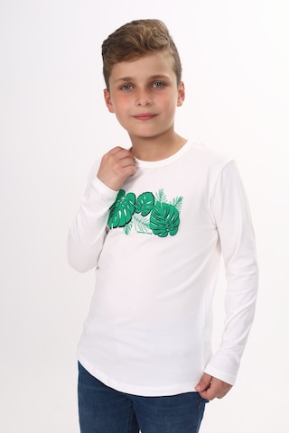Toontoy Kids Toontoy Erkek Çocuk Yaprak Baskılı Tişört Ekru