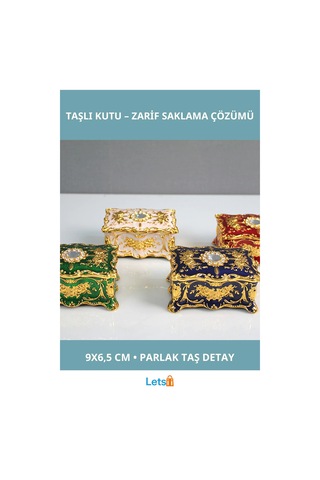 Swarovski Taşlı Şık Kutu 9x6.5 Cm Dekoratif Eşya Saklama 1 Adet