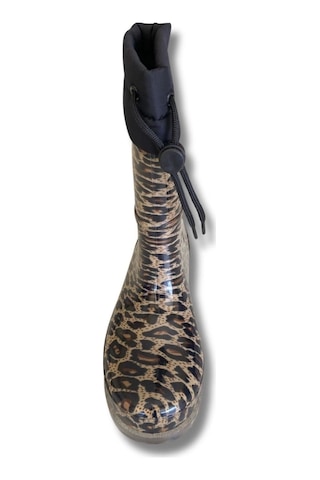 Konçlu Peluşlu Kadın Yağmur Çizmesi 36-40 Leopar Leopar