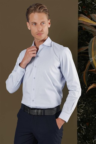 Efor Gk 705 Slim Fit Mavi Klasik Gömlek Mavi