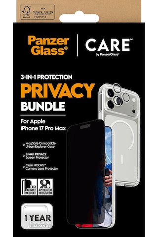 Care By Panzerglass Flagship Privacy Apple Uyumlu iPhone 17 Pro Max 3'lü Telefon Koruma Set- Bundle Uwf+kılıf+lens