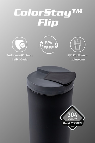 Cooker 400 Ml Paslanmaz Çelik Mug Kahve Çay Termosu Ckr2041 Siyah - 6 Saat Sıcak Soğuk - Kamp, Outdoor, Piknik, Ofis, Otel, Kafe, Okul, Seyahat Siyah