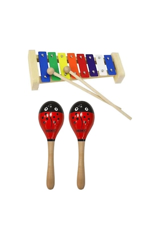 Midex Örf Aletleri Seti Mini Paket Ksilofon Ve Marakas Çocuklar İçin Eğitici Müzik Aleti