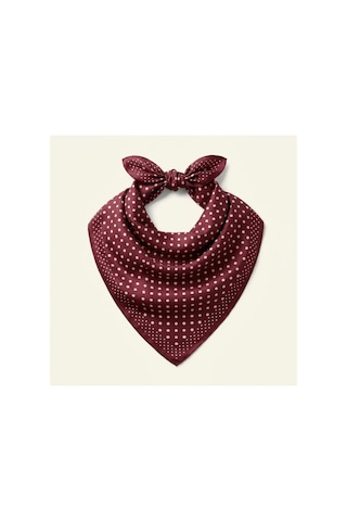 Last İcon Bordo Krem Puantiyeli İpek Fular Şal Bandana Boyun Aksesuarı Bordo