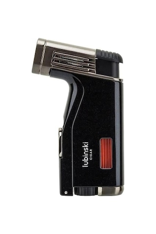 Lubinski Cigar Delicili Çift Torch Puro Çakmağı Siyah Lb-159