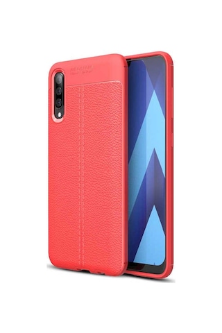 Galaxy Uyumlu A50 / A30s Kılıf Deri Desenli Kamera Korumalı Silikon Siyah