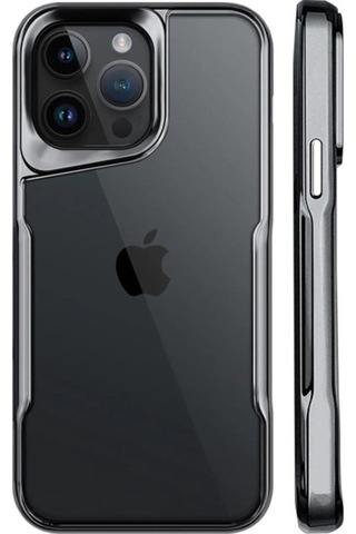 Apple iPhone Uyumlu 15 Pro Kılıf Metal Çerçeve Görünümlü Kırılmaz Boyi Kapak Titanyum-Gri