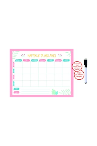Haftalık Diyet Magnet Planlayıcı Kalem Hediyeli 1 Adet 33x24 Cm Haftalık Magnet Planlayıcı Çok Renkli