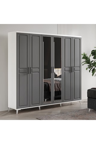 Sport 6 Kapaklı Komple Mdf Antrasit Yatak Odası