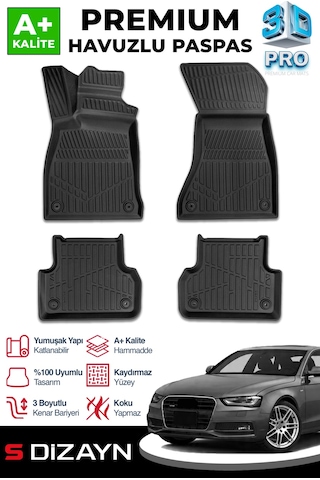 S-dizayn Audi A4 3d Pro Havuzlu Paspas 2011-2016 A+ Kalite