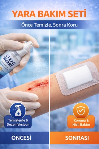 Esnek Nonwoven Yara Örtüsü 9cm 10cm - 10 Adet 50 Ml Antiseptik Sprey Alkol İçermez,