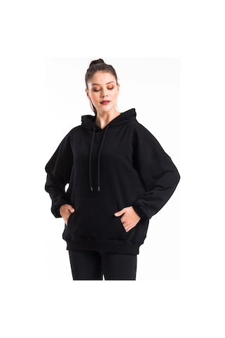 Caya Kadın Siyah Kapüşonlu Sweatshirt Cy84194 Siyah