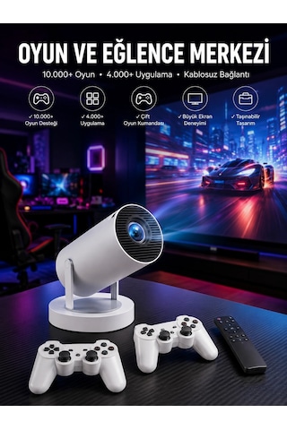 Plentifulprojeksiyon Cihazı Video Oyun Konsolu Projektör Taşınabilir Ayaklı Çift Kollu 4k Çözünürlüklü