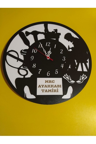 Ayakkabı Tamirci Ve Satış Modern Ahşap Duvar Saati Sağlam Çok Şık Ve Birarada..no:35 Siyah
