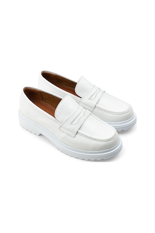 Deery Hakiki Deri Beyaz Loafer Kadın Ayakkabı - 01903zbyzp01 Beyaz