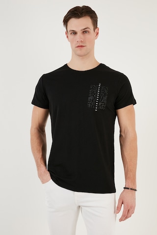 Buratti Bisiklet Yaka Pamuklu Slim Fit Erkek T Shirt 541Quint Siyah