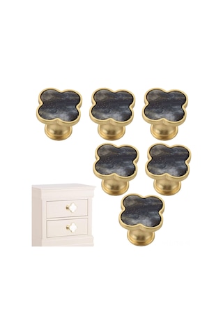 Hfambition Altın Bakır Kapak Çiftliği Desenli Dolap Düğmeleri - 6 Adet Çinko Alaşımlı Tek Delik Kabinet Tutamakları