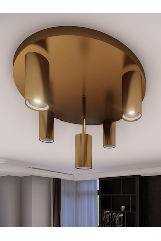 Miren Eskitme Sabit Başlıklı 5'li Spot Led Tavan Avizesi