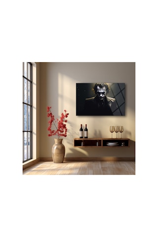 Joker Üzerine Cam Tablo Modern Sanat Tablosu Solmayan Canlı Renkler Salon Ve Oturma Odası Anlamlı Hediye Seçeneği Kolay Montaj Askılı
