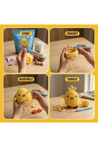 The Gookie Amigurumi Tavşan Örgü Seti, Başlangıç Seviyesi, Beyaz Pamuklu İplik, Video Eğitimli, Tığ Ve İğne Diğer