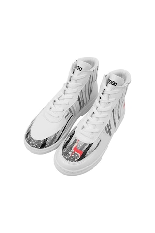Kadın Vegan Deri Beyaz High Sneakers - You're The Colour Of My Life Tasarım Çok Renkli