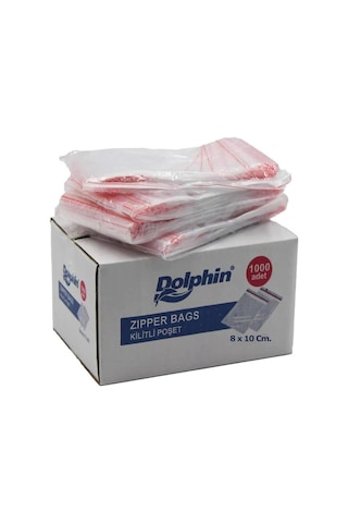 Dolphin Kilitli Şeffaf Buzdolabı Kilitli Saklama Poşeti Torba 1000'li 8 x 10 CM