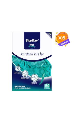 Stopever Well Tooth Kürdanlı Diş İpi & Nane Ferahlığı 6 x 50'li