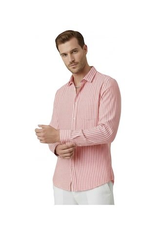 Deepsea Kırmızı Slim Fit %100 Pamuk Çizgili Erkek Gömlek Cepli Yazlık Yeni Sezon Gömlek 2602627