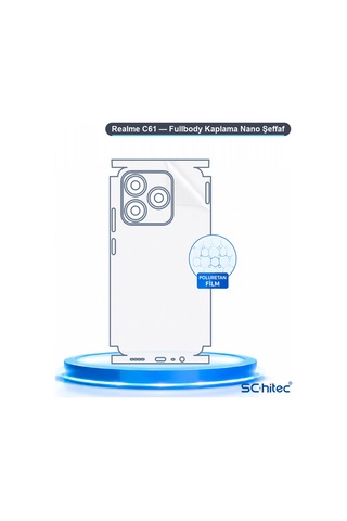 Realme C61 Uyumlu Fullbody Arka Kaplama Hidrojel Koruyucu Film