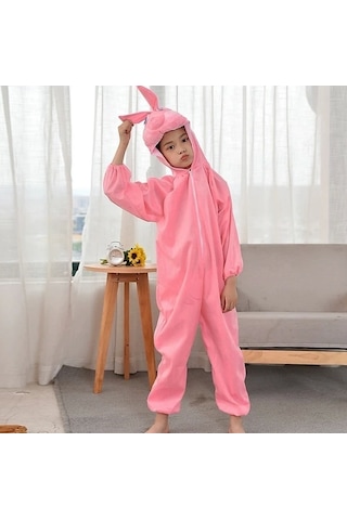 Çocuk Tavşan Kostümü Pembe Renk 4-5 Yaş 100 Cm Lisinya