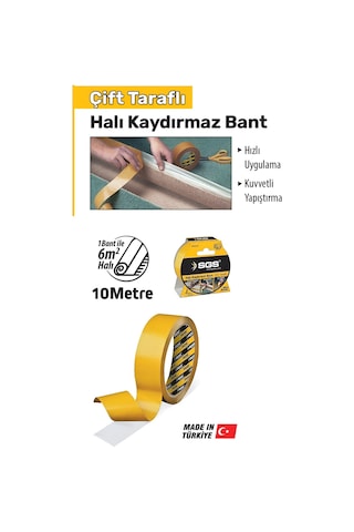 Çift Taraflı Halı Kaydırmaz Bant 48 Mm X 10 Metre 2276
