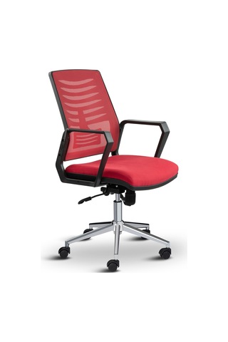 Asbir Mobilya Metis Metal Ayaklı Çalışma Koltuğu Ofis Sandalyesi Kırmızı