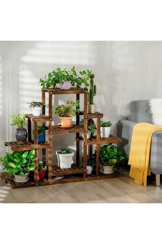 Alandekor Eskitme Ahşap Dekoratif Çiçeklik Saksılık Balkon Bahçe Standı (441541840) Ceviz