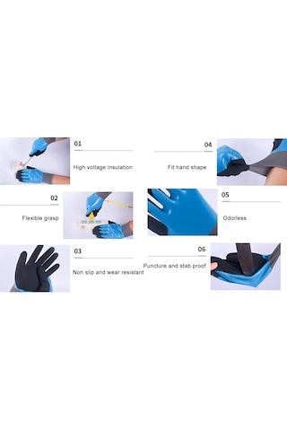 Yuntech01 Yüksek Gerilimli Elektrik Eldiveni 1000v'a Kadar İzolasyon, Lastik Malzeme, Anti Kayma, Isıya Dayanıklı, Profesyonel Ve Ev Kullanıma Uygun