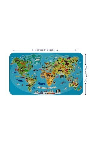 Eğitici Dünya Haritası Dünya Atlası Çocuk Ve Bebek Odası Duvar Sticker-60x105-3788 - Renkli Çok Renkli