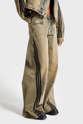 it's basic Kadın T.kot Rengi 4w440 Yandan Şeritli Palazzo Fit Tasarım Denim Kırmızı