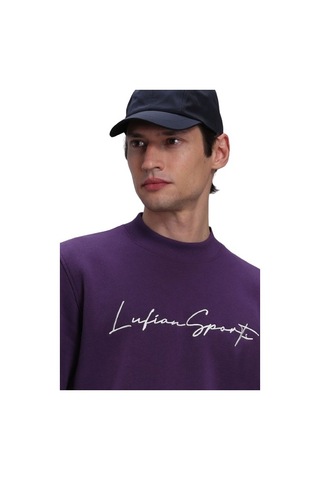 Lufian Erkek Sweatshirt Mürdüm 112030125 Lowe 24KN28000024 N28021 Mürdüm