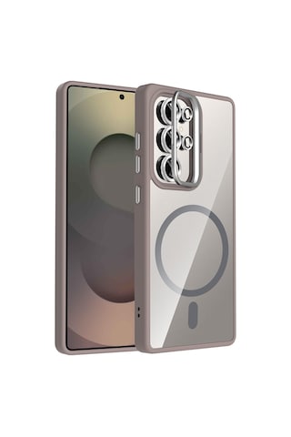 Zore Galaxy Uyumlu S25 Ultra Kılıf Standlı Ve Kamera Lens Hediyeli M-safe Şarj Özellikli Ogaa Etro Kapak - Derin Derin Mor