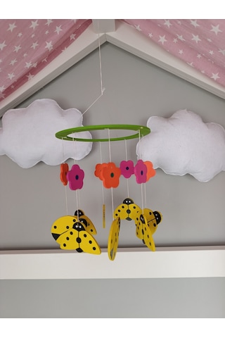 Bebek Beşik Süsü Dönence Organik Dekorasyon Montessori-mdl-2006 Sarı