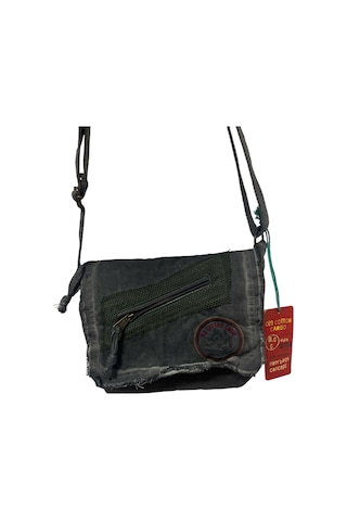 Vintage Küçük Salaş Unisex Günlük Çapraz Postacı Çantası S Boy 26x20cm Siyah Yeşil