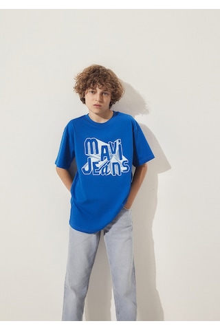 Mavi - Mavi Jeans Baskılı Mavi Tişört 6610281-82491 Mavi